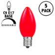 Red Ceramic Opaque C9 7 Watt Bulbs 5 Pack