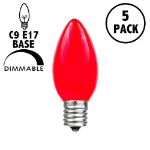 Red Ceramic Opaque C9 7 Watt Bulbs 5 Pack