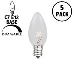 Clear Transparent C7 5 Watt Bulbs 5 Pack