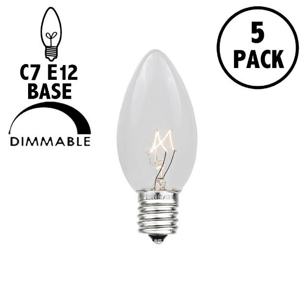 Clear Transparent C7 5 Watt Bulbs 5 Pack
