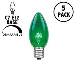 Green Transparent C7 5 Watt Bulbs 5 Pack
