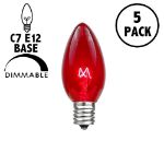 Red Transparent C7 5 Watt Bulbs 5 Pack