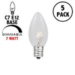 Clear Transparent C7 7 Watt Bulbs 5 Pack