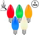 Assorted Ceramic Opaque C7 5 Watt Replacement Bulbs 5 Pack