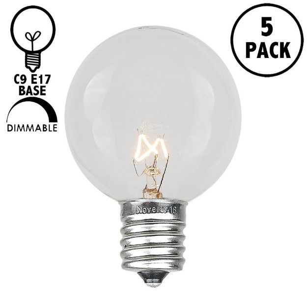 Clear G50 7 Watt Replacement Bulbs 5 Pack 