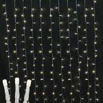LED Curtain Lights 300 LED Warm White 8 Function Non-Connectable Clear Wire 