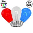 Red/White/Blue S14 U-Shaped LED Glass Flex Filament Replacement Bulbs 25 Pack
