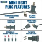 Teal 50 Light 11' Long Green Wire Christmas Mini Lights