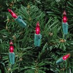 Pink Christmas Mini Lights 100 Light 50 Feet Long on Green Wire
