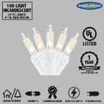 100 Light 34' Long White Wire Christmas Mini Lights