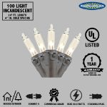 Clear Christmas Brown Wire Mini Lights 100 Light 34 Feet Long