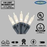 Black Wire Clear Christmas Mini Lights 100 Light 22 Feet Long