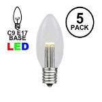 Warm White Smooth Glass C9 LED Bulbs - 5pk