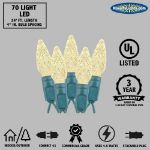 Warm White 70 LED C6 Strawberry Mini Lights Commercial Grade on Green Wire
