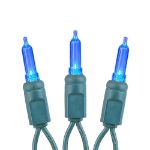 35 Light Traditional T5 Blue LED Mini Lights Green Wire