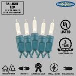 35 Light Traditional T5 Pure White LED Mini Lights Green Wire