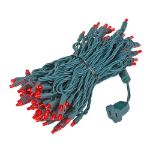 Commercial Grade Wide Angle 100 LED Red 50' Long on Green Wire