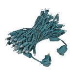 Commercial Grade Wide Angle 100 LED Warm White 50' Long on Green Wire