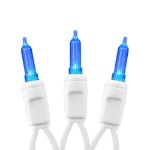 35 Light Traditional T5 Blue LED Mini Lights White Wire