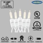 35 Light Traditional T5 Blue LED Mini Lights White Wire