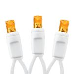 50 LED Amber LED Christmas Lights 11' Long on White Wire 