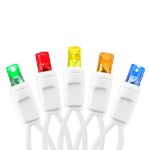 50 LED Multi LED Christmas Lights 11' Long on White Wire