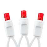 50 LED Red LED Christmas Lights 11' Long on White Wire