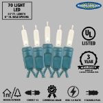70 Light Traditional T5 Red LED Mini Lights Green Wire