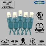 Commercial Grade Wide Angle 100 LED Red 34' Long on Green Wire
