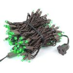 Commercial Grade Wide Angle 100 LED Green 34' Long on Brown Wire
