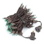 Commercial Grade Wide Angle 100 LED Green 34' Long on Brown Wire