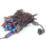 Commercial Grade Wide Angle 100 LED Multi 34' Long on Brown Wire