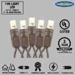 Commercial Grade Wide Angle 100 LED Warm White 34' Long on Brown Wire